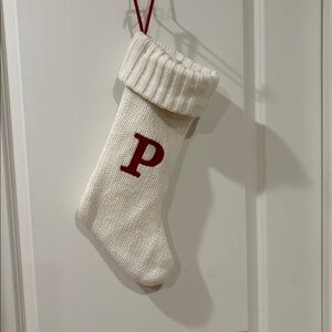 Wondershop White Knitted Stocking Letter P